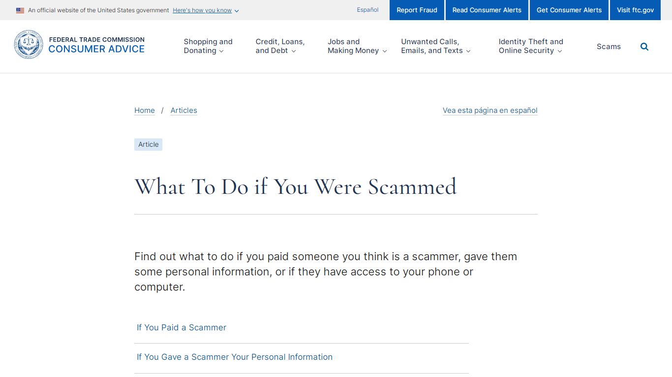 What To Do if You Were Scammed | Consumer Advice