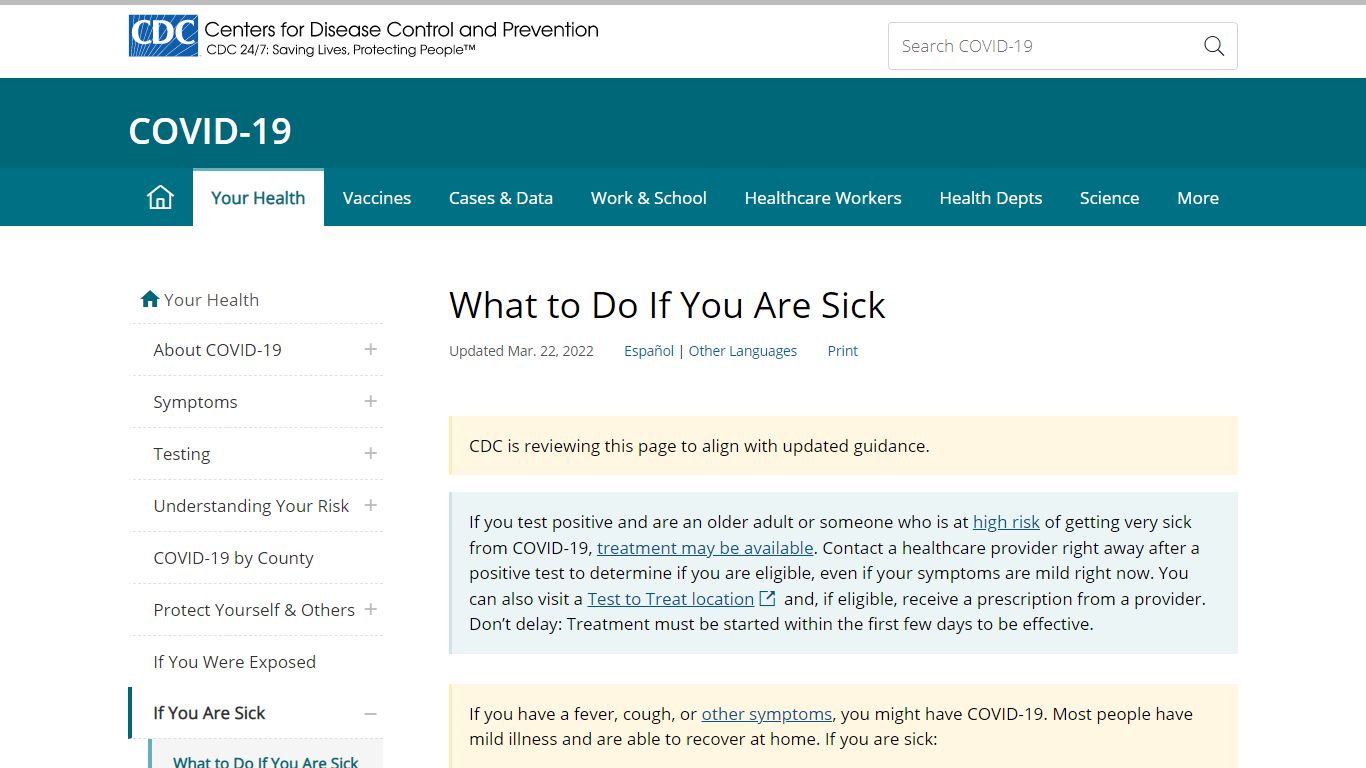 What to Do If You Are Sick | CDC